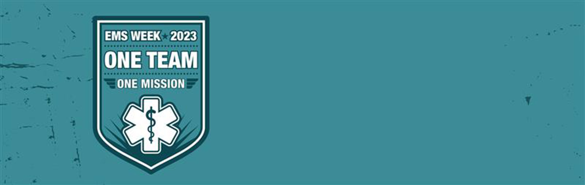 In a field teal, a badge reads: One Team, One Mission