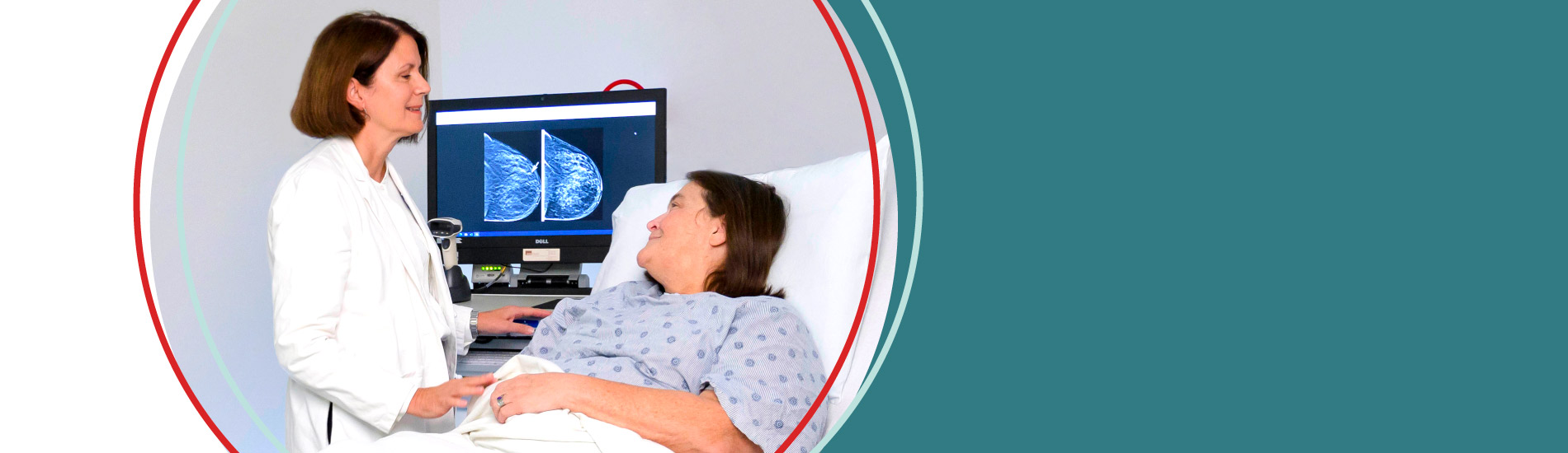 Dr. Silva talking with a patient in a hospital bed