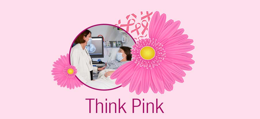 image used as part of the Daily News Think Pink special section sponsored by UTMB Health featuring Dr. Colleen Silva with a patient reviewing mammogram results