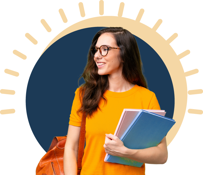 young woman holding books
