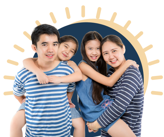 group of 4 kids smiling