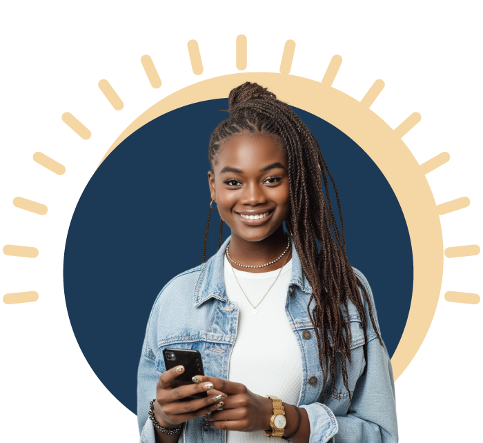 young lady seraching on phone
