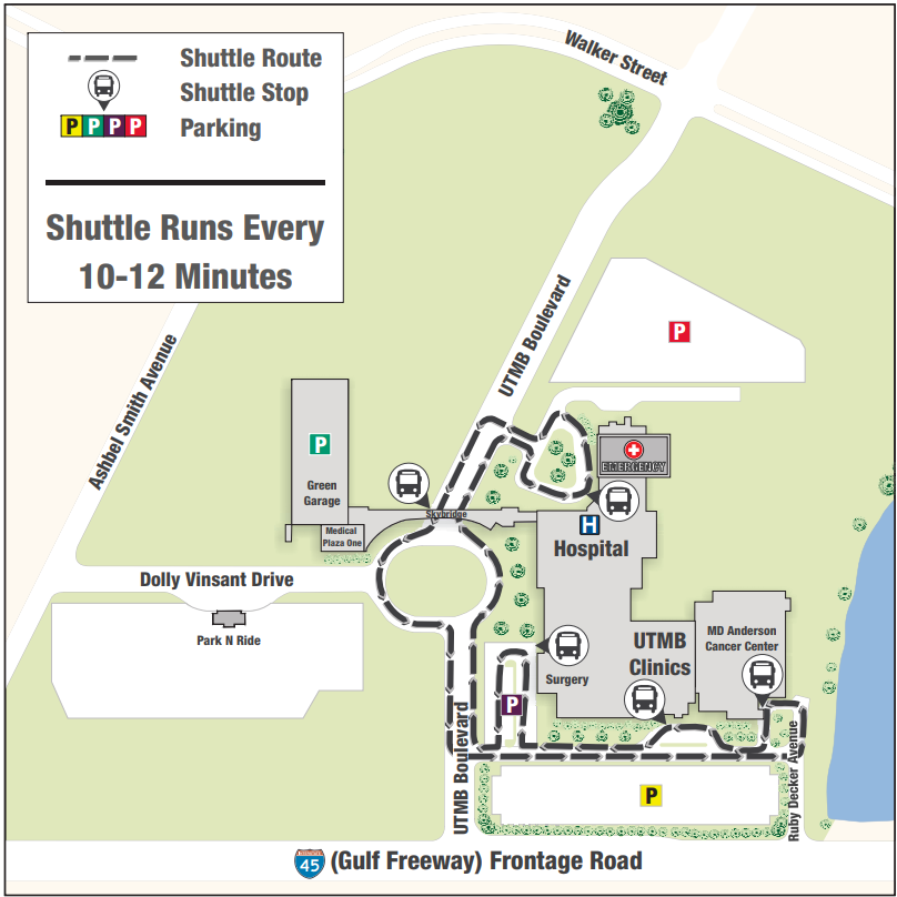 UTMB Health and MDACC Collaboration - Lcc Shuttle Map 
