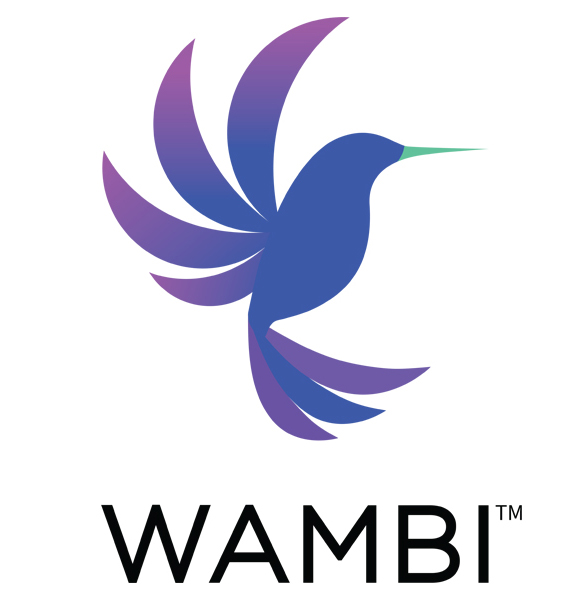Gráfico de Wambi, imagen del perfil lateral de un pájaro sobre las letras WAMBI 
