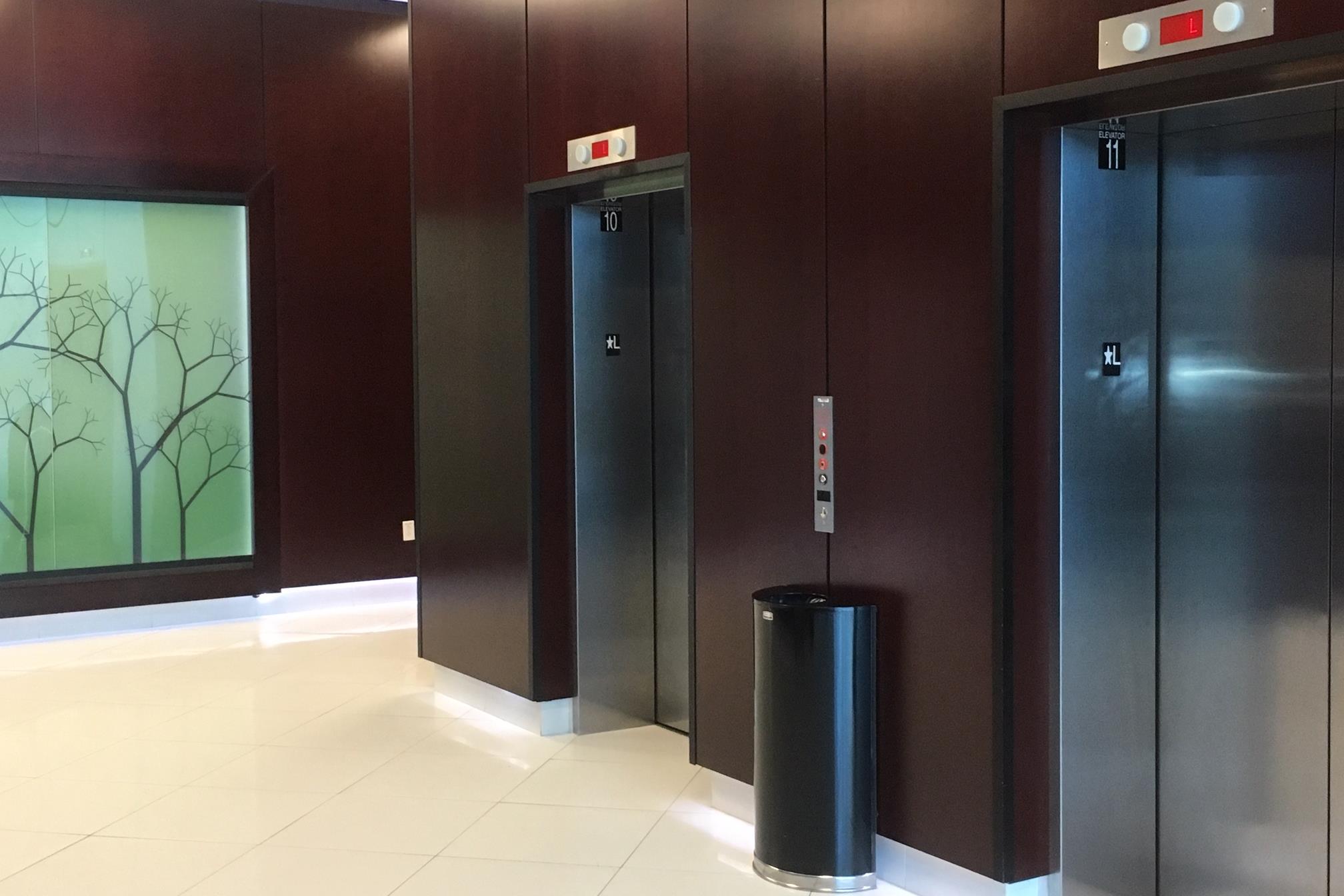 The garage elevators access the hospital lobby