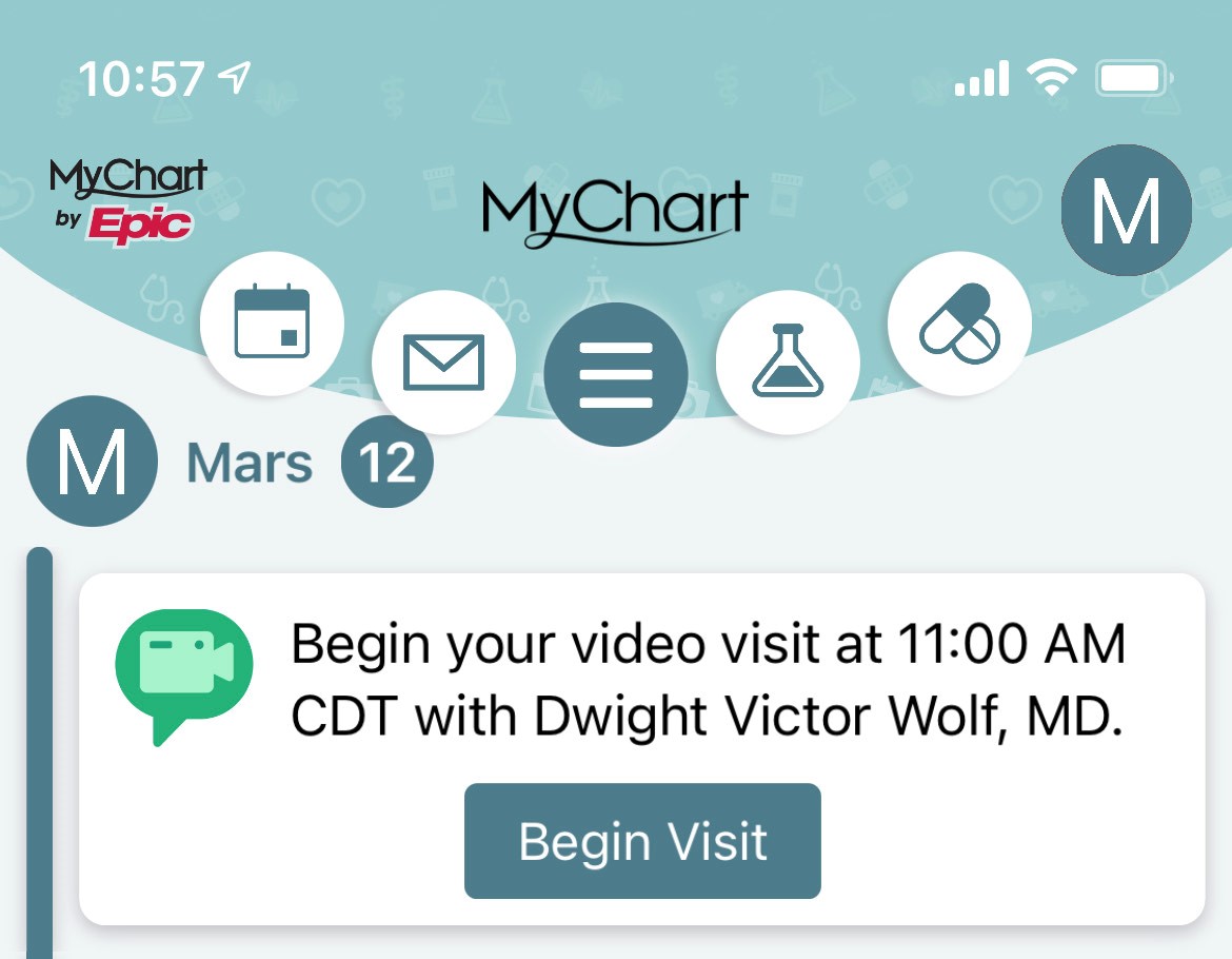 mychart video visit on computer