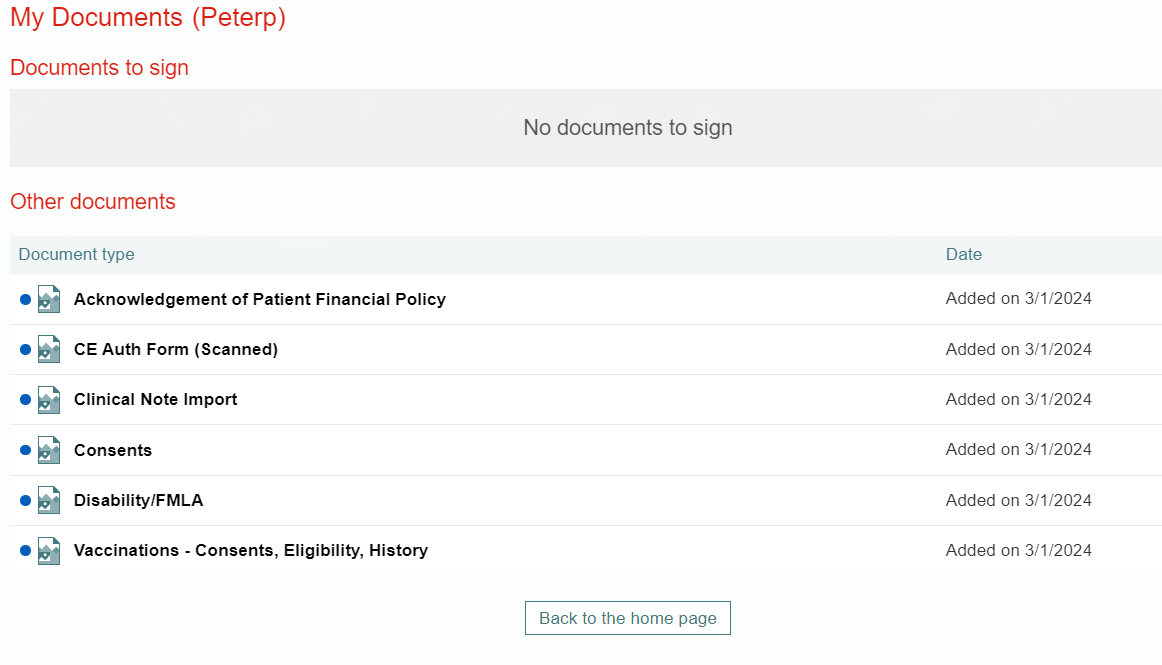Screenshot of my documents