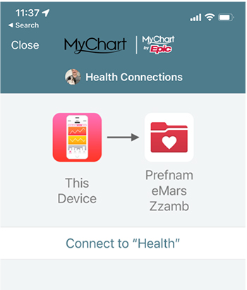 4.	Select the Connect to “Health” link