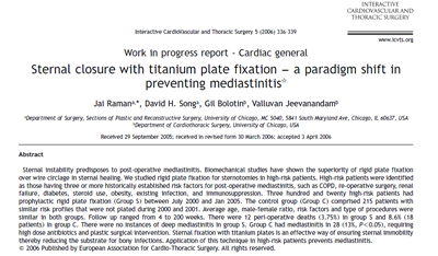 Click to view: Sternal closure with titanium plate fixation