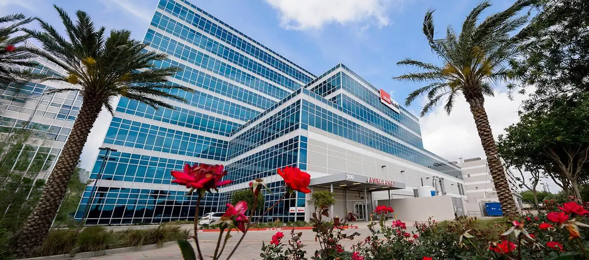 Exterior view of UTMB Health Clear Lake hospital located in Webster, Texas.