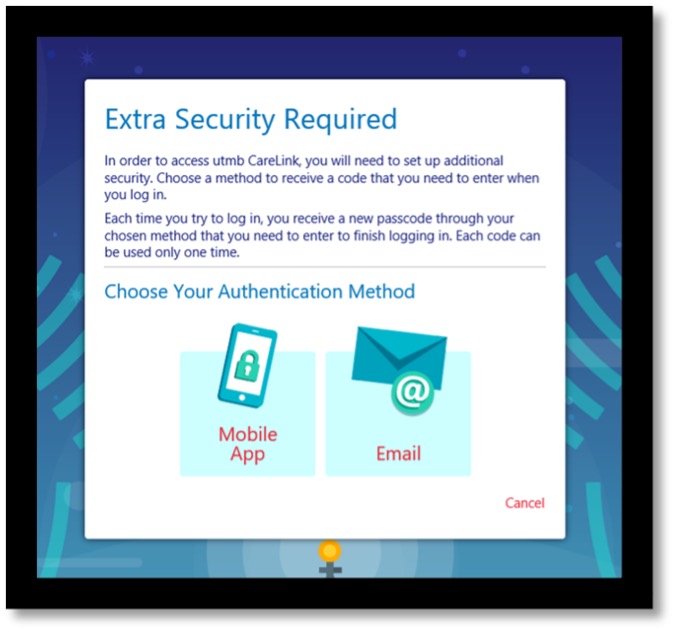 Screenshot showing the two methods to choose your authentication method