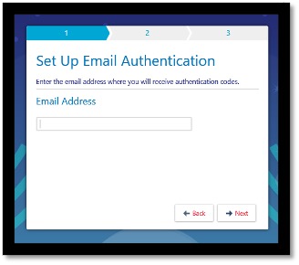 Screenshot showing set up email screen