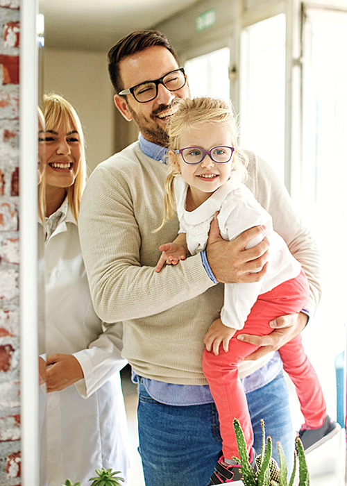 Family in optics store