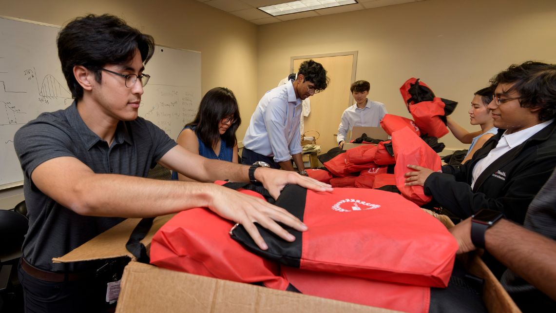 UTMB students fill Chemo Comfort Kits to support patients undergoing chemotherapy.