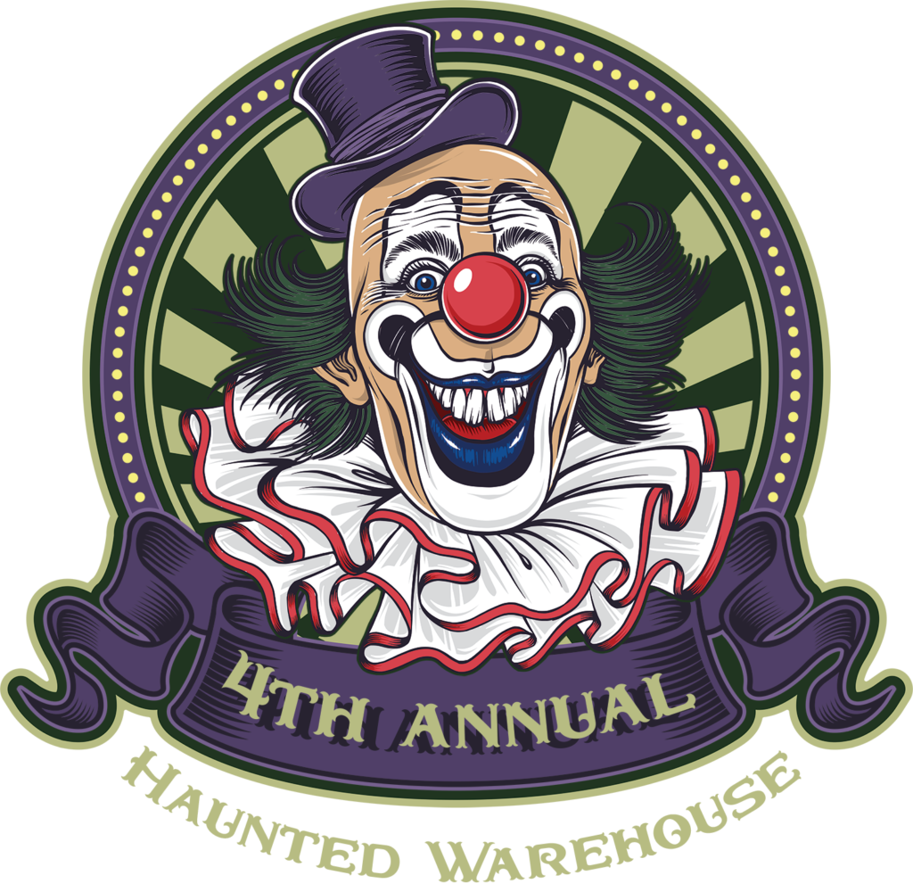 Food bank haunted warehouse logo