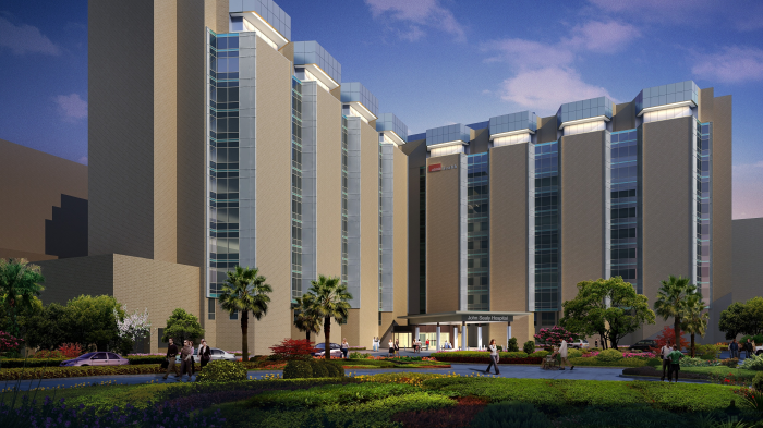 widescreen rendering of JohnSealy Hospital